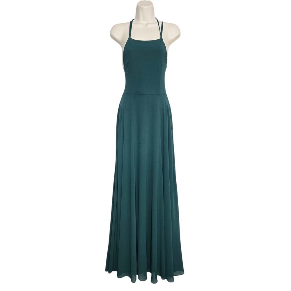 Lulus Strappy to Be Here Lace-Up Maxi Dress Size Small Green Strappy